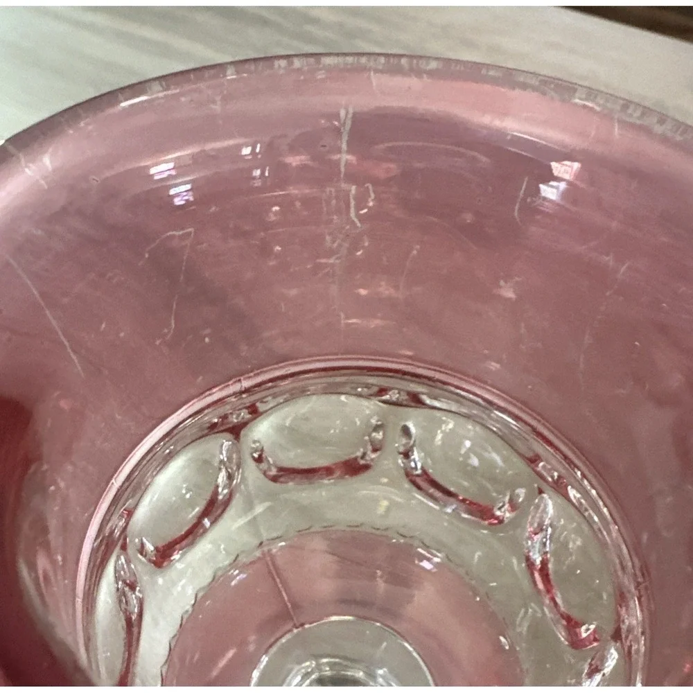 Set of 6 Kings Crown Cranberry Flashed Glass Water Goblets 5.75 Inches Tall